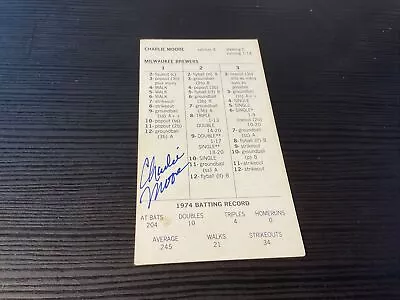 STRAT-O-MATIC Signed Card Charlie Moore 1974 Brewers • $5.25