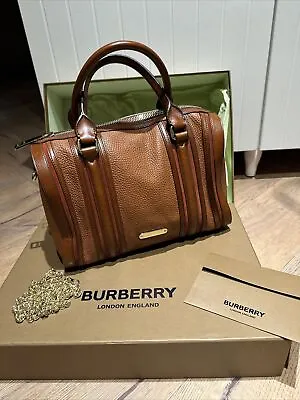 BURBERRY Gorgeous Alchester Medium Bowling Barrel Brown Hand Bag Real Leather • £375