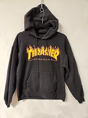 Thrasher Magazine Mens Hoodie Size S Black Pullover Logo Long Sleeve (3425) • $39.95