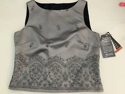 J.R. Nites By Caliendo Women’s Size 14 BlkSilver Embroidered Blouse Fully Lined • $39.88