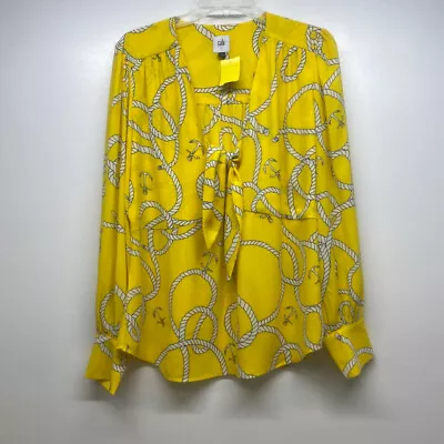 Cabi Size L Women's Yellow-Multicolor Nautical Peplum Blouse • $27.95