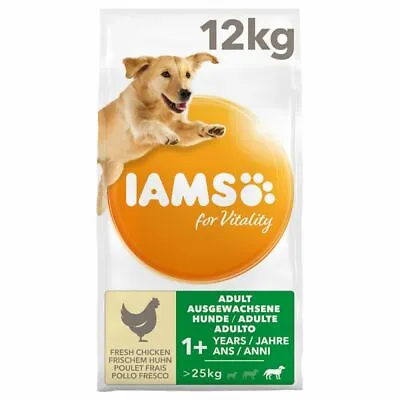 IAMS For Vitality Adult Large Breed With Fresh Chicken Complete Dog Food 12kg • £35.99