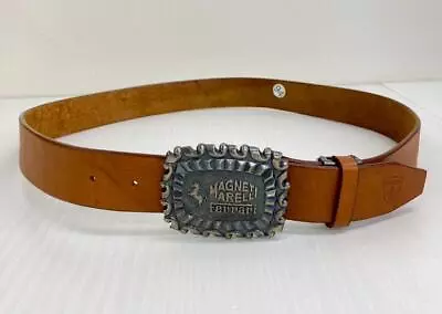 Ferrari Brown Leather Belt 96cm Buckle Magneti Marelli Pre Owened • $107.23