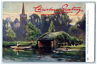 1904 Christmas Greetings Church Matlock Bath Oilette Tuck Art Postcard • £9.37