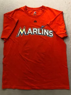 Miami Marlins Shirt Men's Medium Orange Majestic Graphic Tee • $19.99