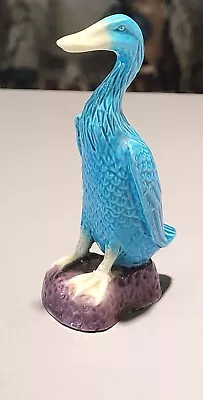 Vintage Blue Turquoise Majolica Porcelain Duck Goose Figurine • $95