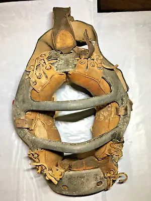 Vintage Baseball Catchers Mask Equipment Leather Pads Umpire Antique • $32