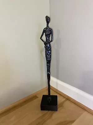 Giacometti Style Brutalist Metal Statue Of Woman Posing Mid Century Modern 18” • $70