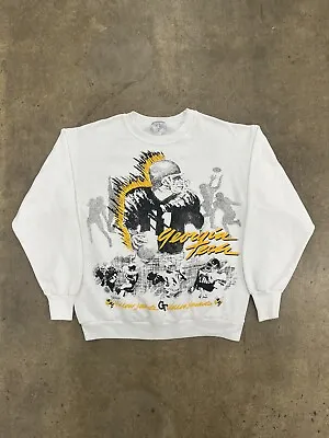 Vintage 90s Georgia Tech Football Crewneck/Sweatshirt White Size Large USA Made • $65