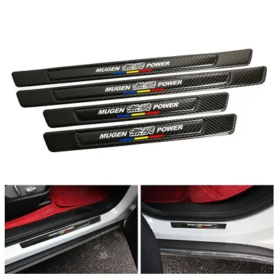 4x JDM Mugen Black Carbon Fiber Car Door Scuff Sill Cover Panel Step Protector • $35.88