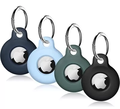 FOUR Apple Airtag Case Silicone Holder With Keyring Cover Multi Colour Pack BNIB • £4.99