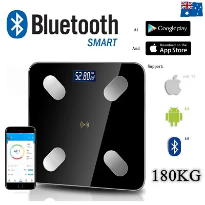 180KG Digital Smart Bluetooth Scale Bath Scales Body Fat Weight IOS Android APP • $19.99