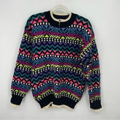 Vintage Peregrine Wool Multicolored Ski Sweater Womens Size M Print • $31.20