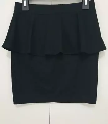 AQUA Skirt Black Peplum Mini Pull On Short Size XS • $12.99