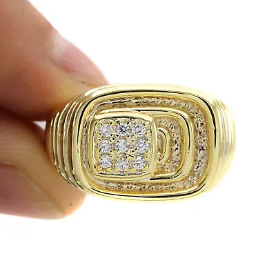 14K YELLOW Gold Plated ROUND Cut Simulated Diamond MENS CLUSTER RING • $96.49