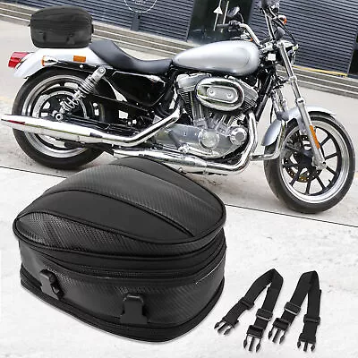 Motorcycle Seat Tail Bag Travel Rear Luggage Bag Waterproof 1680D Backpack Black • $29.49