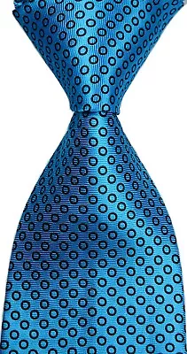 New Polka Dot Blue Classic JACQUARD WOVEN 100% Silk Men's Tie Necktie H2 • $5.99