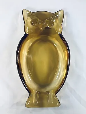 6944 Viking Honey Amber Glass Owl Ashtray Trinket Dish • $24