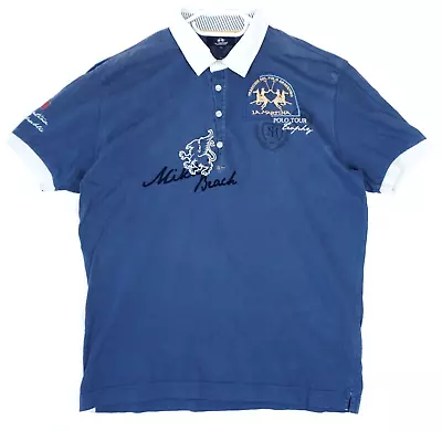 La Martina Mikki Beach Polo Cup Blue Cotton Polo Shirt Size XL • $14.48