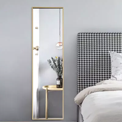 50 X14  Full Length Mirror Wall Mirror W/Float Framed Wall Mounted HangingGold • $79.21