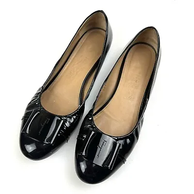 Salvatore Ferragamo Women’s Black Patent Leather Ballet Flat Size 7 1/2 • $80