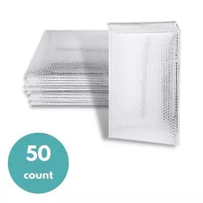 50 PCS 16x17.5 Glamour Metallic Silver Poly Bubble Mailers Padded Envelope Bags • $77.43