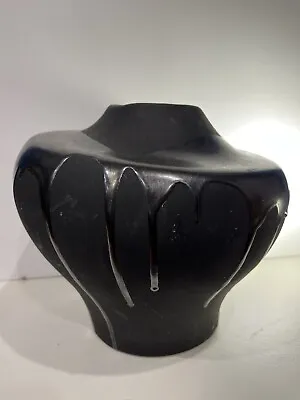 Haeger Pottery Black Volcanic Drip Vase Large #4411 MCM • $59