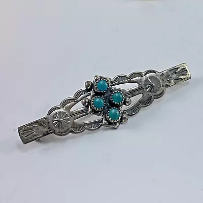 Vintage Southwestern Native American Sterling Silver Turquoise Pin Brooch • $45