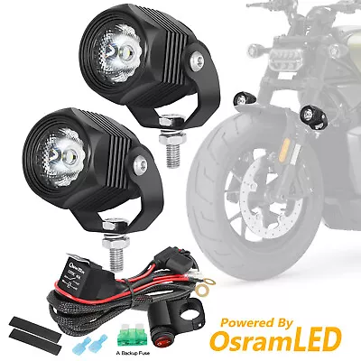 2x Motorcycle 20W Round LED Offroad Driving Lights Hyper Spot + Handlebar Wiring • $55.99