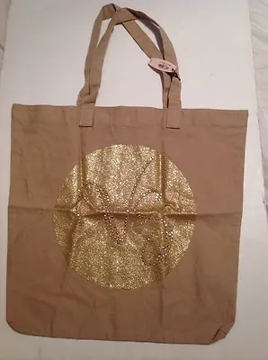 Victorias Secret Gold Studded Glitter Medium L/W Canvas Tote Book Bag NWT LE • $13.99