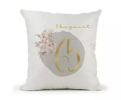 £18.99 • Buy Personalised 65th Birthday Cushion. Gold Floral Mum Nan Friend Aunt Gift