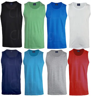 Mens Sleeveless Vest Cotton Gym Shirt Basic Training Running Big Size M - 5XL • £7.99