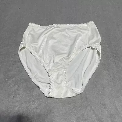 Vintage Vassarette Granny Panty Womens Large Ivory Hi Cut Brief Satin 48-001 • $19.95