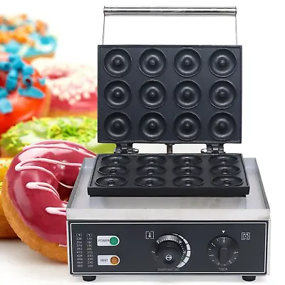 12pcs 1550W Commercial Nonstick Electric Mini Doughnut Donut Machine Maker Baker • $129.01