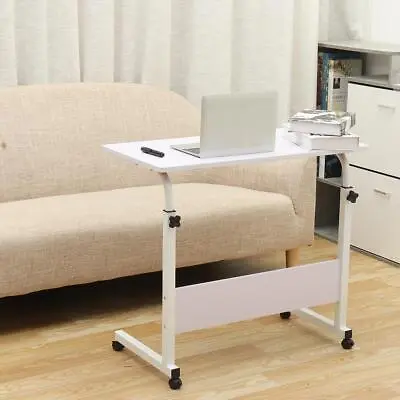 Height Adjustable Rolling Laptop Desk Cart Over Bed Hospital Table Stand White • $36.99