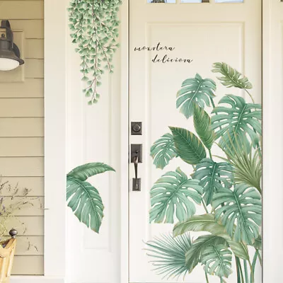 Green Leaves Wall Decals Palm Tree Leaf Plants Wall Stickers Deocr For Wall Door • $13.48
