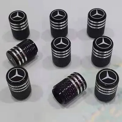 4 Mercedes Silver Black Tire Air Valve Stem Cap Fits Most Cars Wagons & SUVs • $8.88