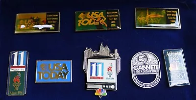 Atlanta 1996 Olympics 4 WXIA-TV Gannett Pins & 4 Olympic USA TODAY Pins In Case • $59.99