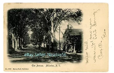 Millerton NY - VIEW DOWN ELM AVENUE - Postcard Dutchess County • $10