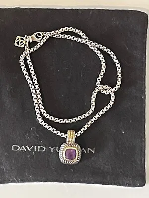 David Yurman Amethyst Enhancer Pendant W Chain 925 14K  16  Long • $450