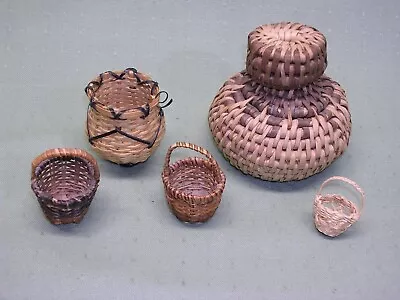 Lot 5 Miniature Woven Baskets Hand Made • $9.99