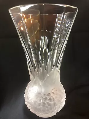 Vtg Belgium Crystal Hydrangea Vase Signed Val St. Lambert Preowned • $40