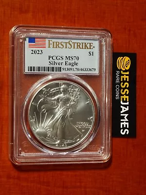 2023 $1 American Silver Eagle Pcgs Ms70 Flag First Strike Label • $46