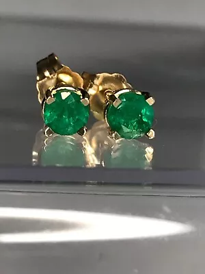 New! 14k Basketweave Round Natural Untreatede Zambian Emeralds. 4.mm • $194.50