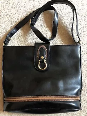 £3.50 • Buy Jane Shilton Clubhouse Black And Tan Shoulder Handbag 