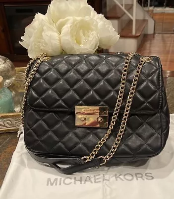 NWT Michael Kors XL Sloane Quilted Leather Chain Shoulder/Crossbody Bag In Black • $175