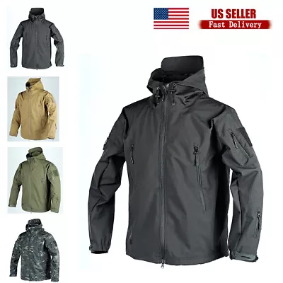 Military Mens Jacket Tactical Work Casual Waterproof Full Zip Solid Coat US • $29.44