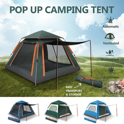 $104.95 • Buy 4 Person Pop Up Camping Tent Portable Outdoor Hiking Tents Beach Instant Shelter