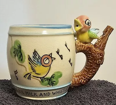 Vintage 1950’s Drink Milk And Whistle Child's Cup By Ross Products Bird On Cup • $20