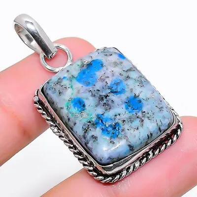 $4.99 • Buy K2 Blue Azurite Gemstone 925 Sterling Silver Jewelry Pendant 1.65  Easter V959